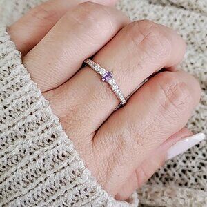 925 Sterling Silver Ring Amethyst Promise Birthstone Gift for her Anniversary